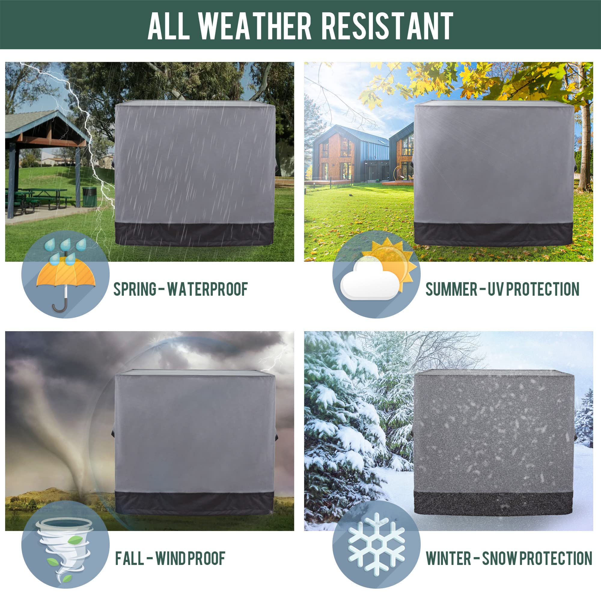 Rachmi Square Gas Fire Pit Cover 28 Inch, Heavy Duty 600D Oxford Water Resistant Anti UV & Fade Outdoor Patio Furniture Cover for Coffee & Side Table, (28"Wx28"Dx25.2"H, Gray/Black)