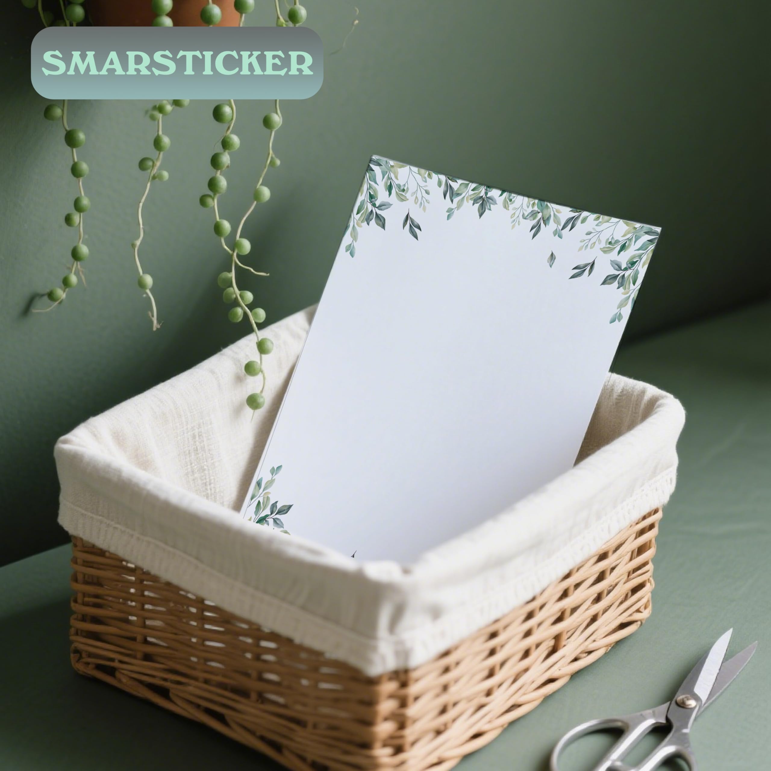 50 Pcs Greenery Letterhead Paper Eucalyptus Leaf Themed Decorative Printer Paper Wedding Botanical Letter Stationery Writing Paper Sheets for School Writing Home Office Supplies (Greenery)