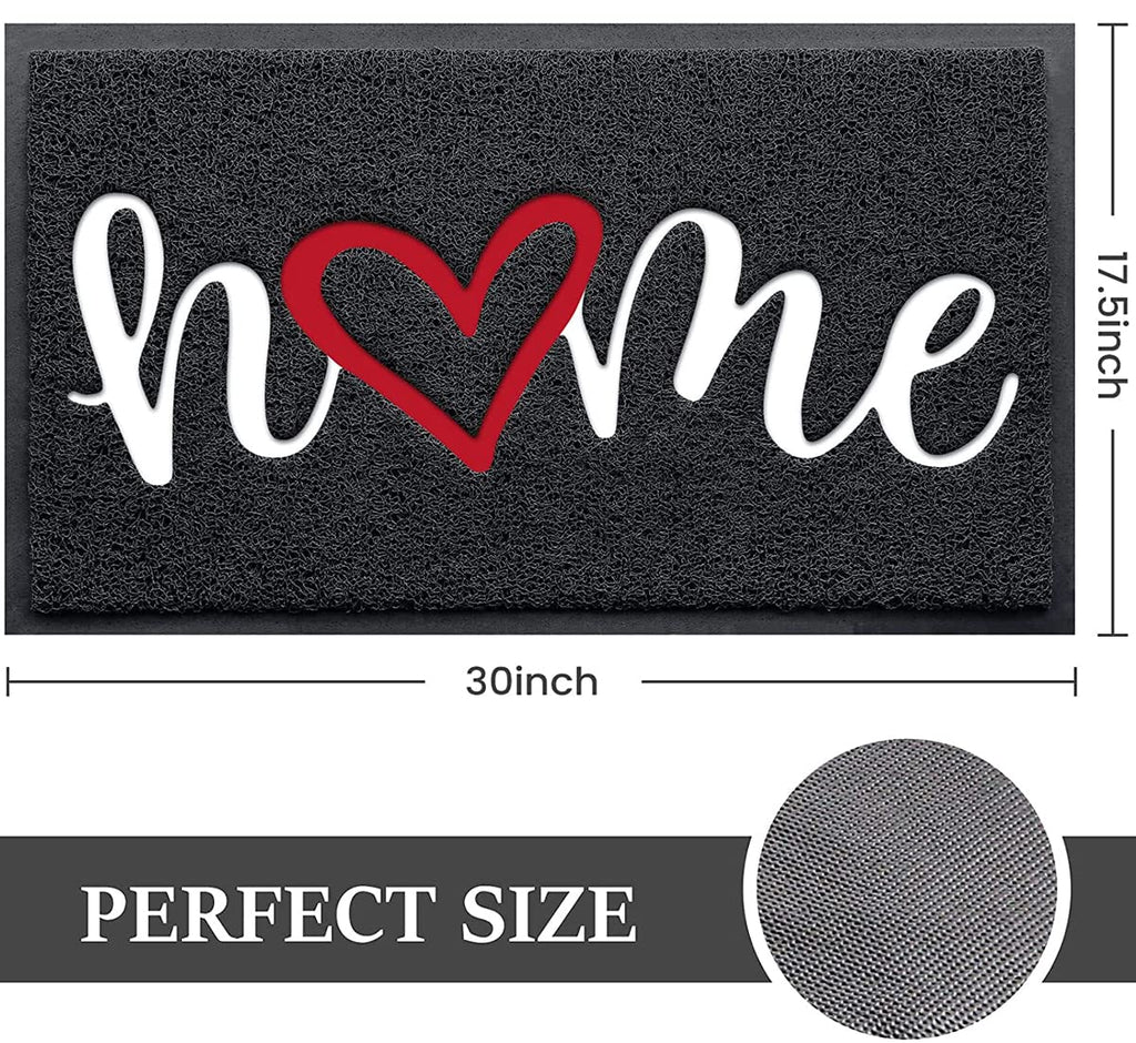 Door Mat Indoor Outdoor Doormat Low Profile Floor Mat Welcome Mat Non-Slip Low-Profile Design Front Doormat,Durable Trap Dirt for Entryway,High Traffic Areas,Patio 30"*17.5" (Black-Home, 30 * 17.5)
