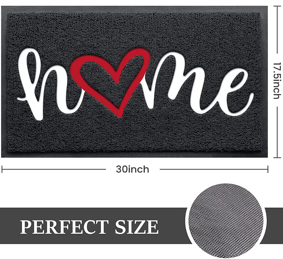 Door Mat Indoor Outdoor Doormat Low Profile Floor Mat Welcome Mat Non-Slip Low-Profile Design Front Doormat,Durable Trap Dirt for Entryway,High Traffic Areas,Patio 30"*17.5" (Black-Home, 30 * 17.5)
