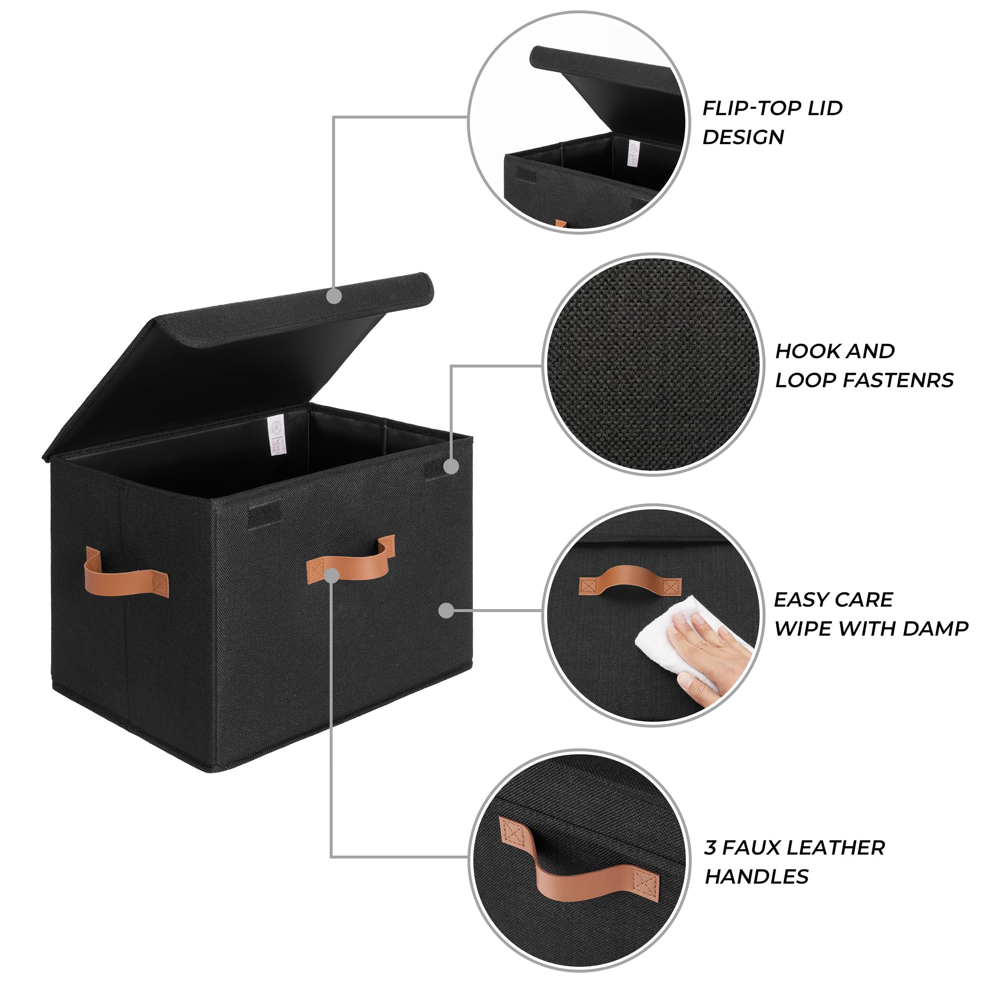 GRANNY SAYS Large Storage Bins with Lids, Pack of 2 Black Storage Boxes, Wardrobe Storage Bins, Closet Organizers and Storage for Seasonal Clothes, Storage Basket with Lid for Organizing Shelves