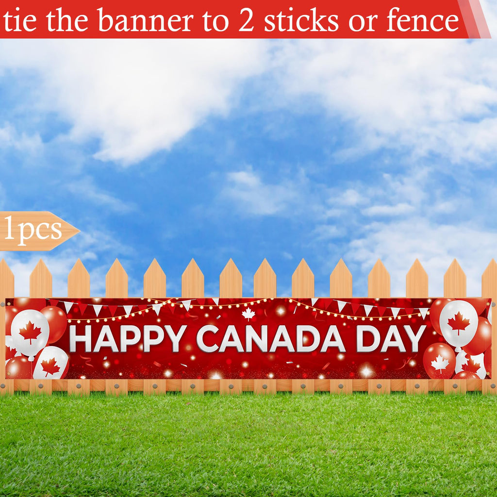 Louise Maelys Happy Canada Day Outdoor Banner 50x300cm 1st July Party Balloon Decorations Canadian Flag Large Patriotic Garden Porch Porch Wall Decor
