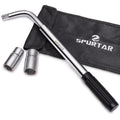 Spurtar Telescoping Lug Wrench Extendable Wheel Brace Lugs Wrench Tyre Repair Kit Wheel Nut Remover 1/2 Drive with 17/19mm and 21/23mm Sockets Storage