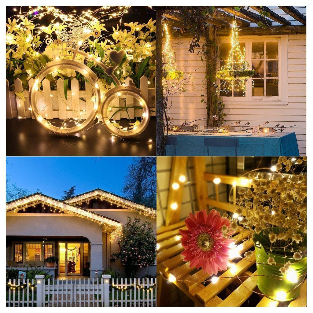 [2 Packs] Fairy Lights Battery Operated, LeMorcy Total 66ft 200LEDs Waterproof String Lights with 8 Modes Remote Timer, Copper Wire Twinkle Lights for Bedroom Party Garden Backyard Patio Xmas Décor