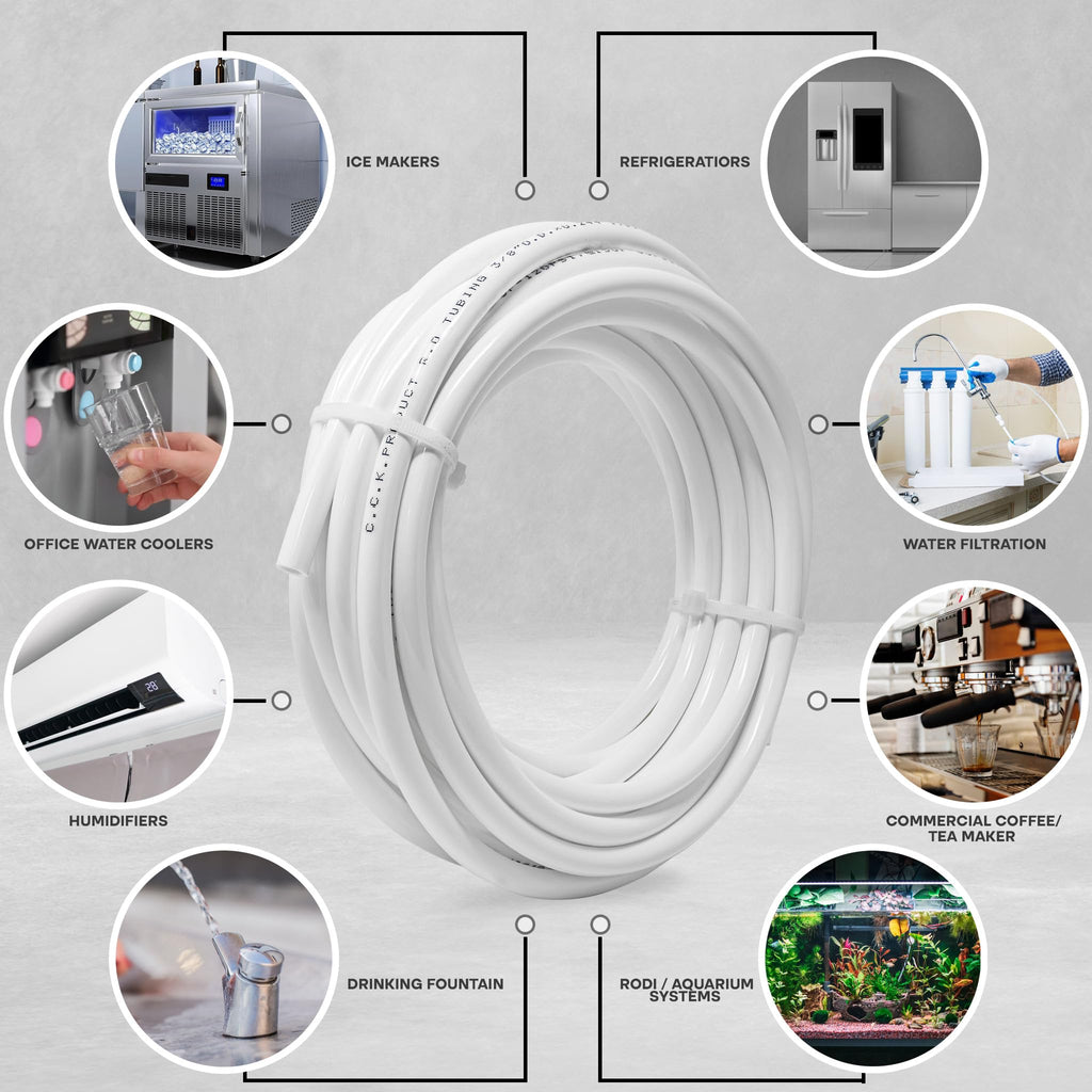 Metpure 3/8" OD x 25 Feet Length LLDPE Polyethylene Tubing for Reverse Osmosis De-ionized Water Filtration Systems, Refrigerators, and Other Appliances (3/8" OD, 25', White)