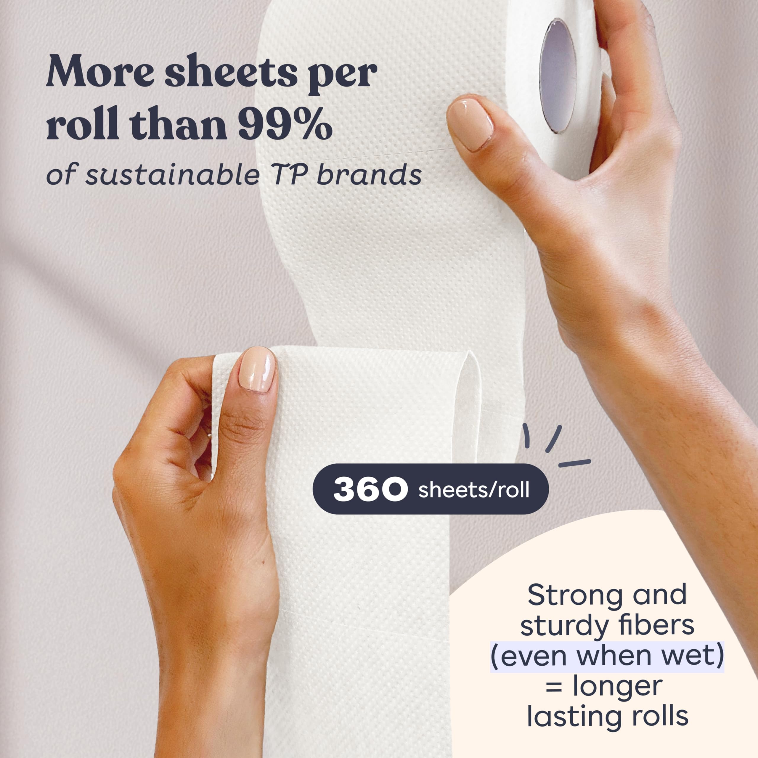 Betterway Bamboo Toilet Paper 3 PLY - Eco Friendly, Sustainable Toilet Tissue - 12 Double Rolls & 360 Sheets Per Roll - Septic Safe - Organic, Plastic Free, Compostable & Biodegradable - FSC Certified