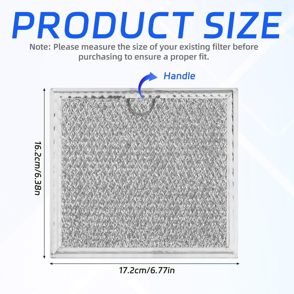 2pcs Microwave Grease Filter Replacement, 6-3/8"x6-3/4"(17.2x16.2cm) Vent Filter Compatible with GE WB02X11534 & Samsung DE63-00666A for Kitchen Ventilation Over the Range Hood Fan Oven Parts