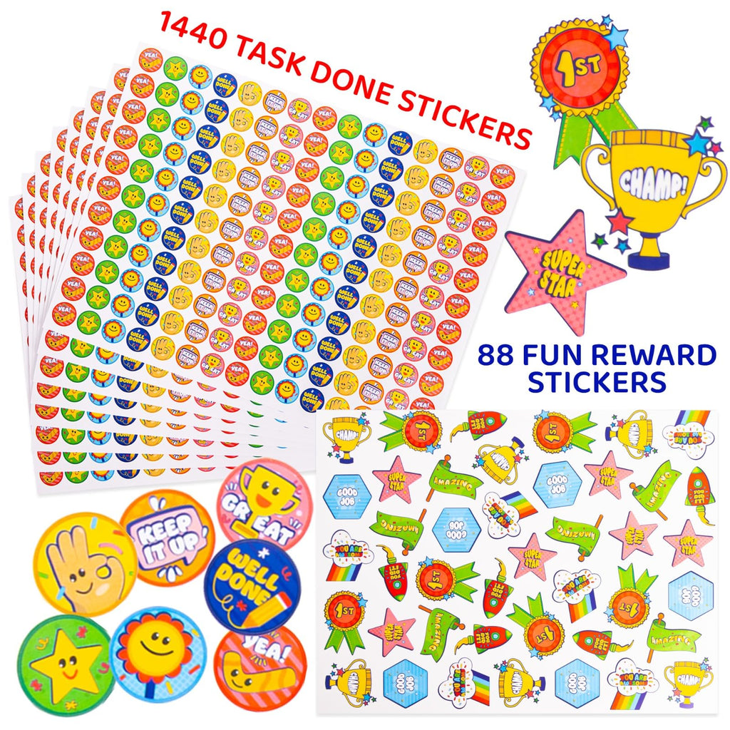 PUTSKA Behavior Reward Chart for Kids – Includes 26 Chore Charts & 1528 Stickers – Magnetic Chore Chart for Multiple Kids at Home to Build Responsibility & Positive Habits (Reward Chart)