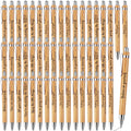 50 Pcs Inspirational Bamboo Pens Ballpoint Pens with Inspirational Quotes Stylus Wooden Motivational Quotes Pens Funny Pens Thank You Pens Retractable Black Ink Pens for Office School Supplies