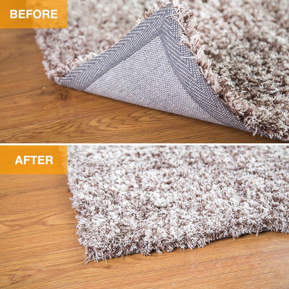 Home Techpro Rug Pads Grippers, 8 PCS Non Slip Washable Grippers for Rug, “Vacuum TECH” - New Materials to Anti Curling Rug Pad : Keep Your Rug in Place & Make Corner Flat and Easily Peel Off