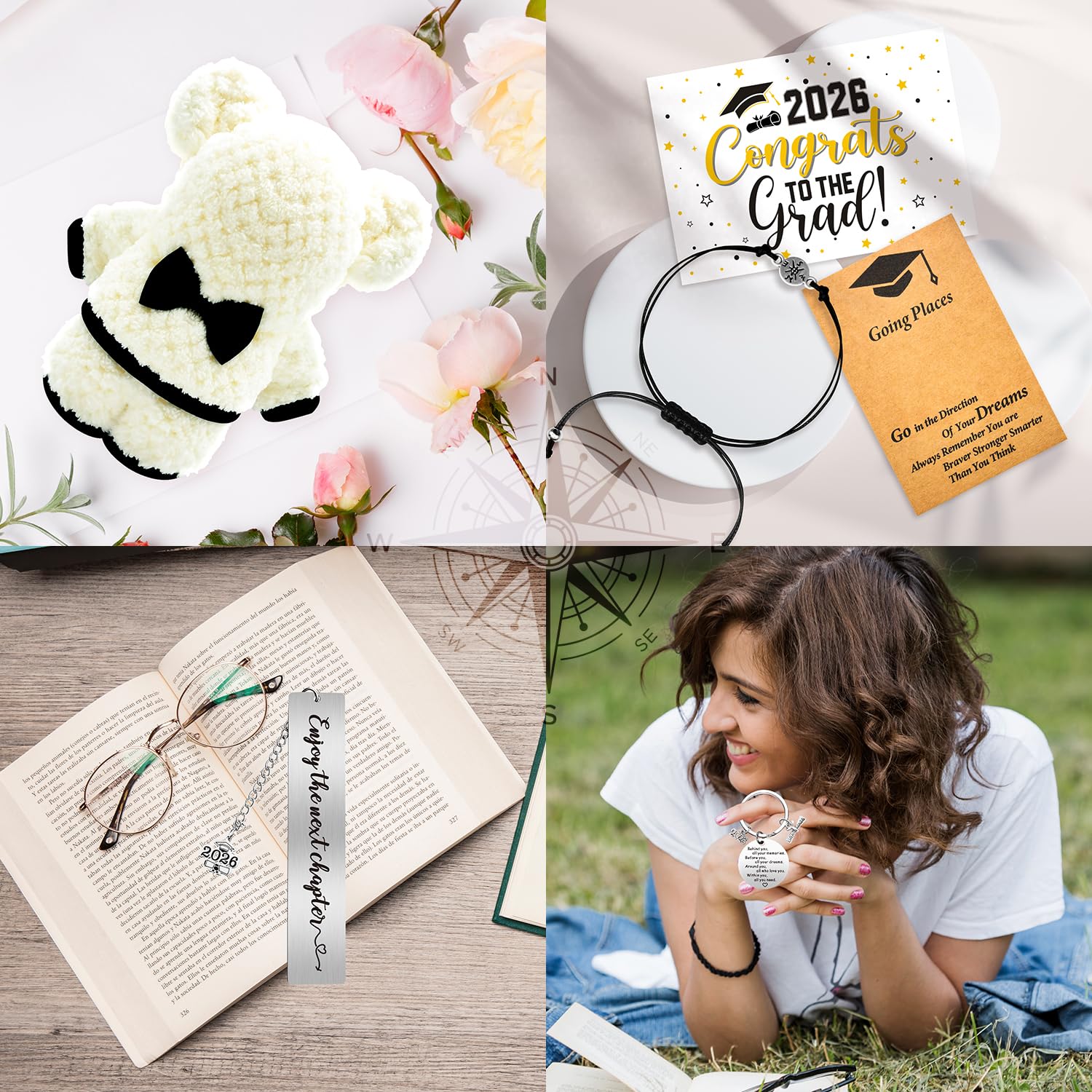 10 Pieces 2026 Graduation Gift Box Set, Class of 2026 Graduation Gift Basket with 20 Oz Tumbler, Socks, Bear Towel, Journal Notebook, Pen, Bookmark, Bracelet for High School College Gifts