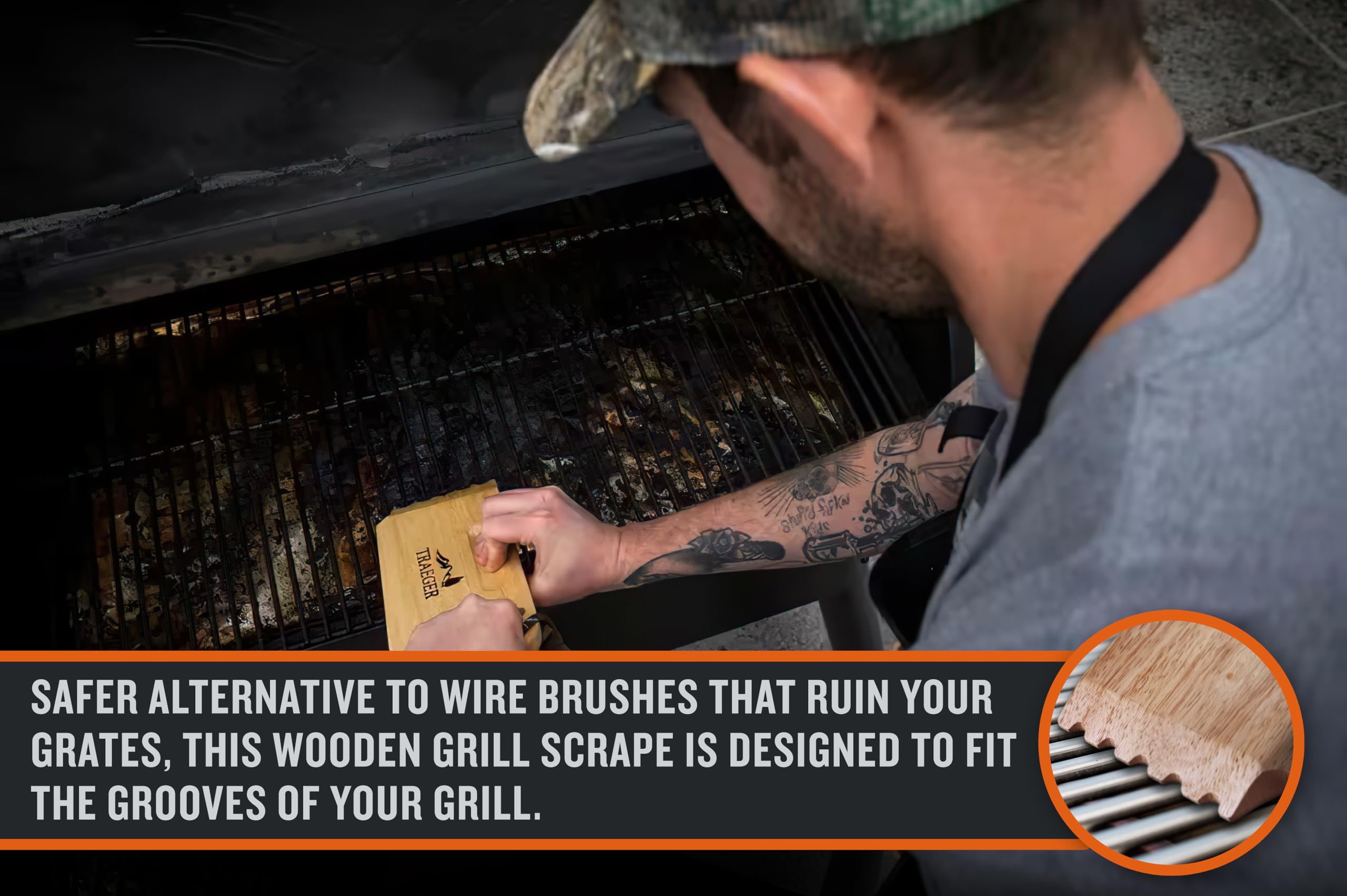 Traeger BAC454 Wooden Scape Grill Scraper, Wood