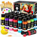 40 PCS Acrylic Paint Set with 12 Brushes, 2 Knives, Palette & Sponge, 24 Colors (2oz/60ml) Art Craft Paint for Beginners Professionals Hobbyists on Halloween Pumpkin Canvas Ceramic Rock