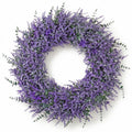 TOCHGREEN Lavender Wreath for Front Door 23Inch Artificial Spring Summer Purple Lavender Wreaths All Seasons Eucalyptus Wreaths for Indoor Outdoor Outside Wall Room Home Farmhouse Window Decor