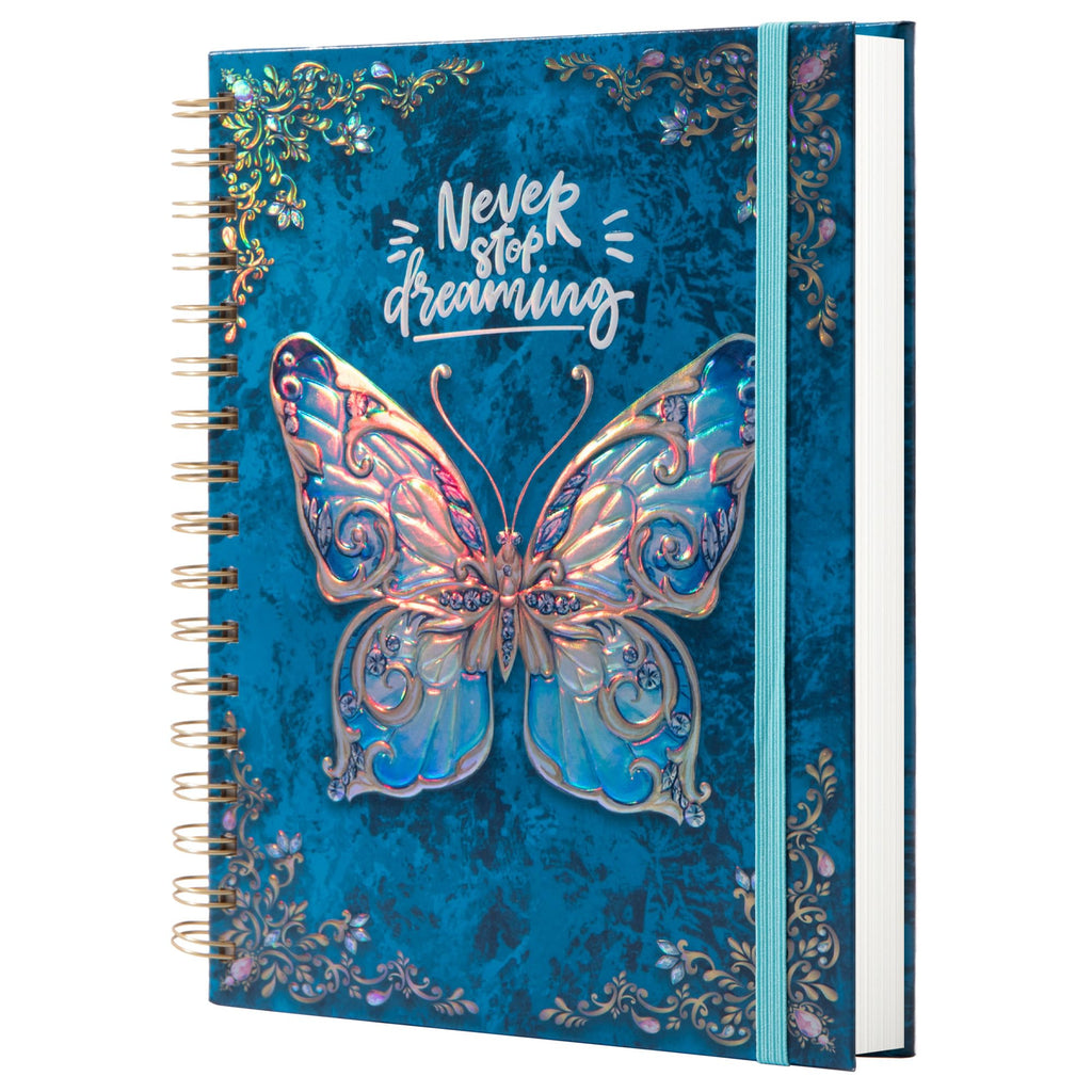 sexeeg Spiral Notebook Journal-Journal for Women-College Ruled Journals for Writing-B5 3D Butterfly Embossed Hardcover Notebooks -192 Pages Lined Paper for School, Office, 9" X 6.9"