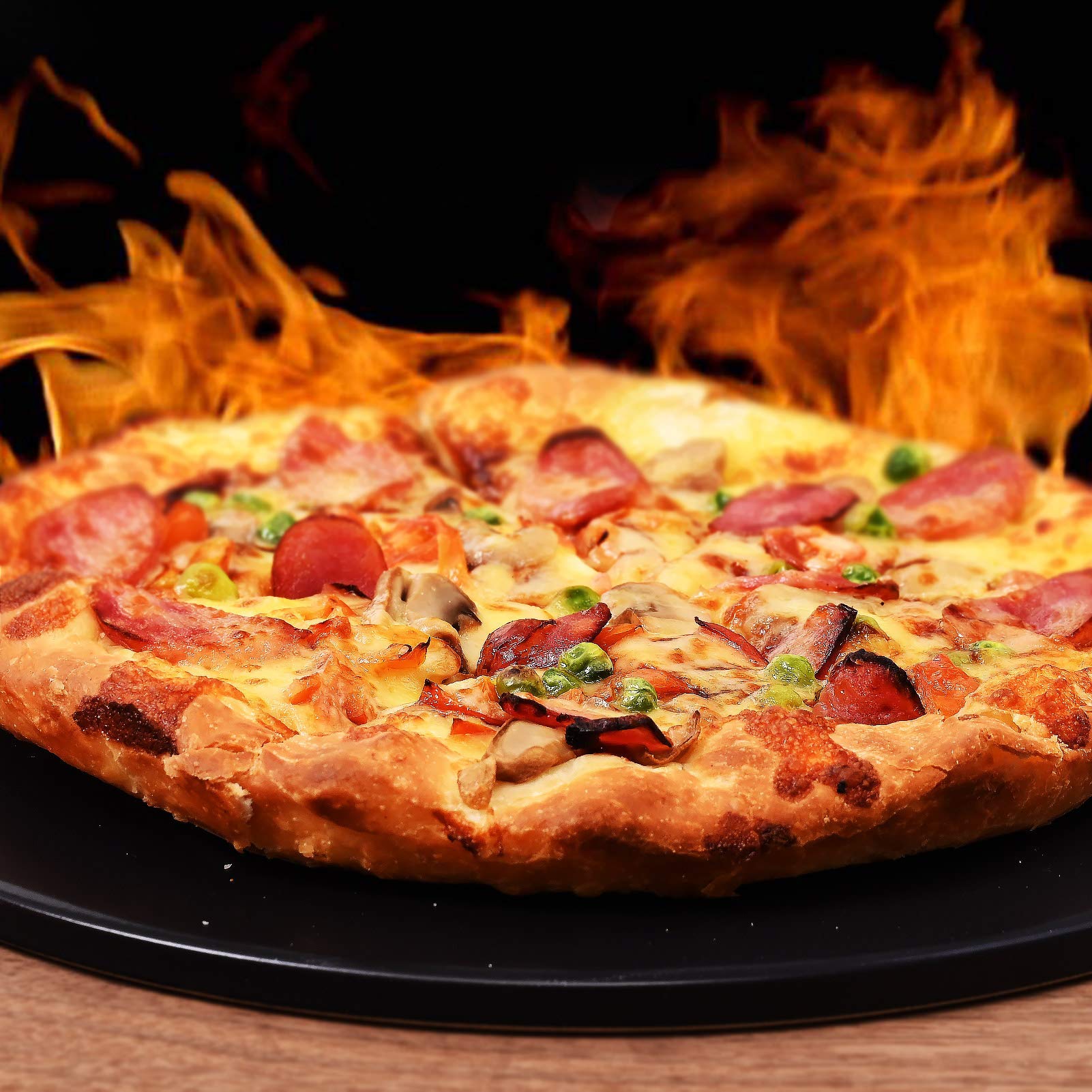 Menesia 12 Inch Black Non-Stick Ceramic Pizza Stone Pan, Round Oven Baking and Cooking Stone for Ovens & Grill & BBQ