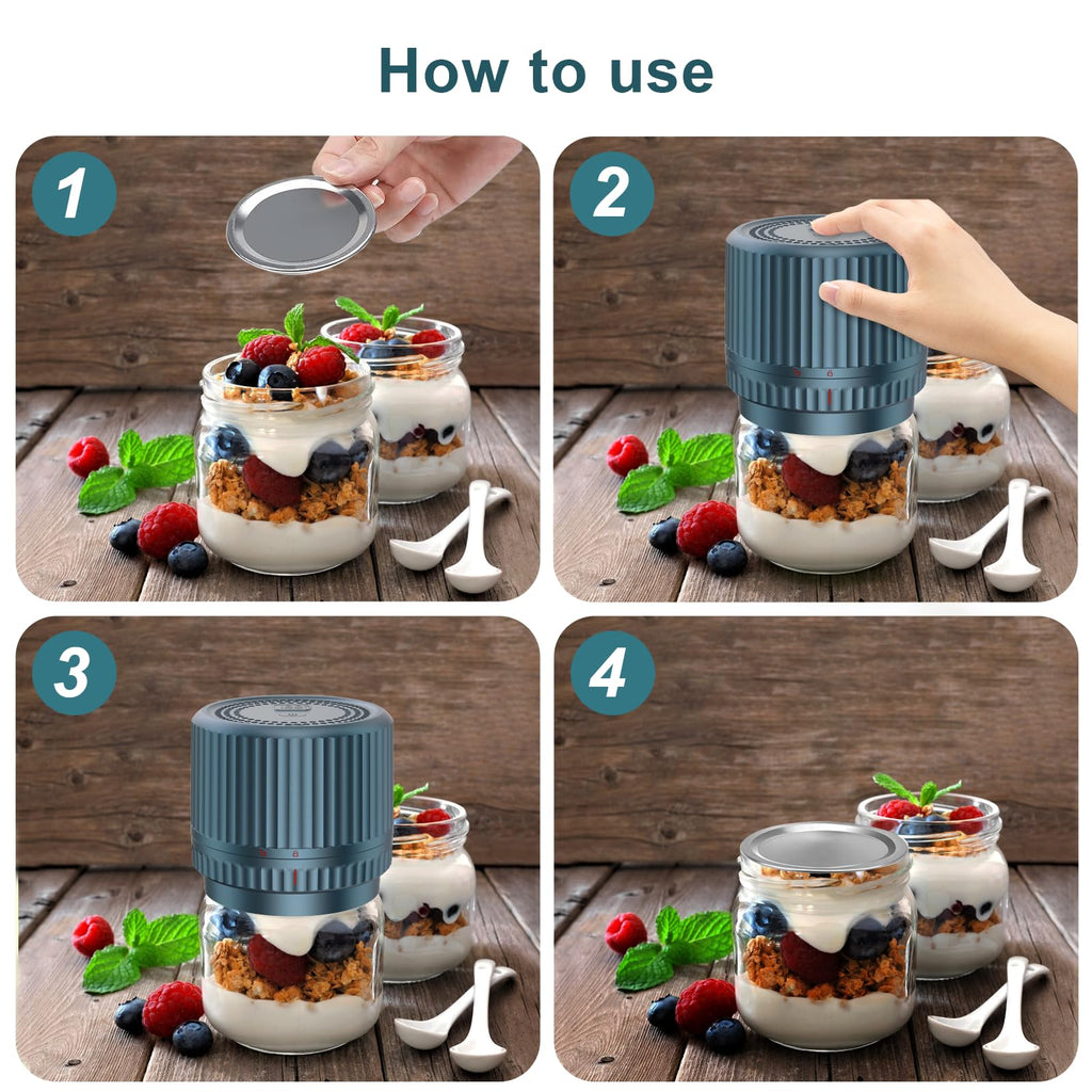 UNERVER M12 Smart Electric Mason Jar Vacuum Sealer - Auto Stop Jar Sealer for Mason Jars Vacuum Kit with Wide and Regular Mouth Canning Lids Portable Sealer Machine