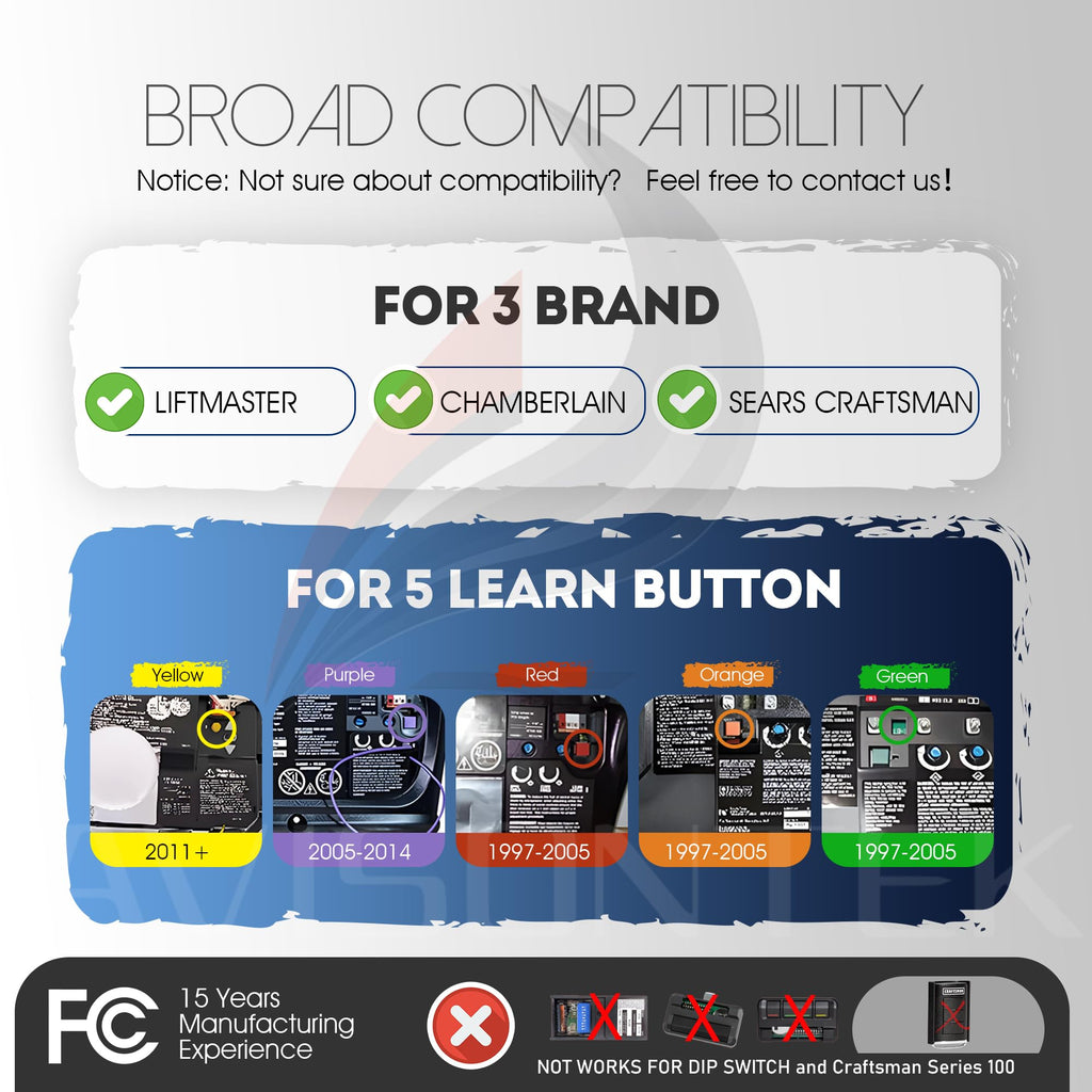 2 for LiftMaster Chamberlain Craftsman Garage Door Remote 971LM 973LM 371LM 373LM Universal【3 Year Warranty】