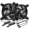 upHere USB Computer Fan Black,Dual 120mm Fan,3 Adjustable Speeds Silent Fan for Computer Cases Computer Cabinet PlayStation Xbox Cooling,U1204
