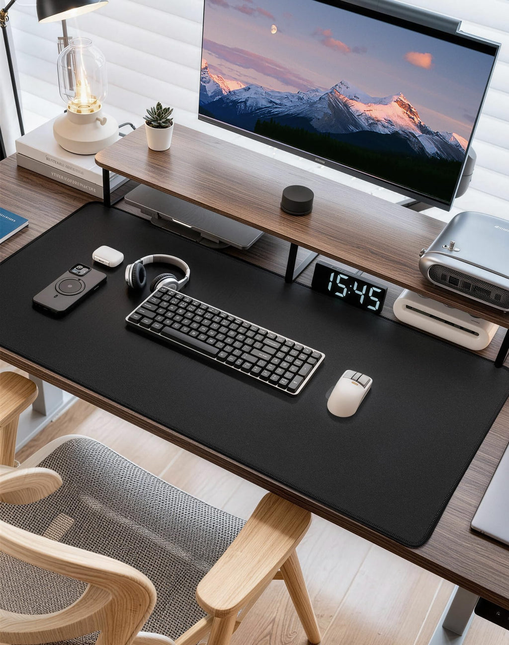 Reniteco Waterproof Large Gaming Mouse Pad with Durable Stitched Edges, Non-Slip Rubber Base, Grainy Jacquard Mouse Mat Desk Pad for Home Office Gaming, 40cm x90cm x0.3cm, Matte Black
