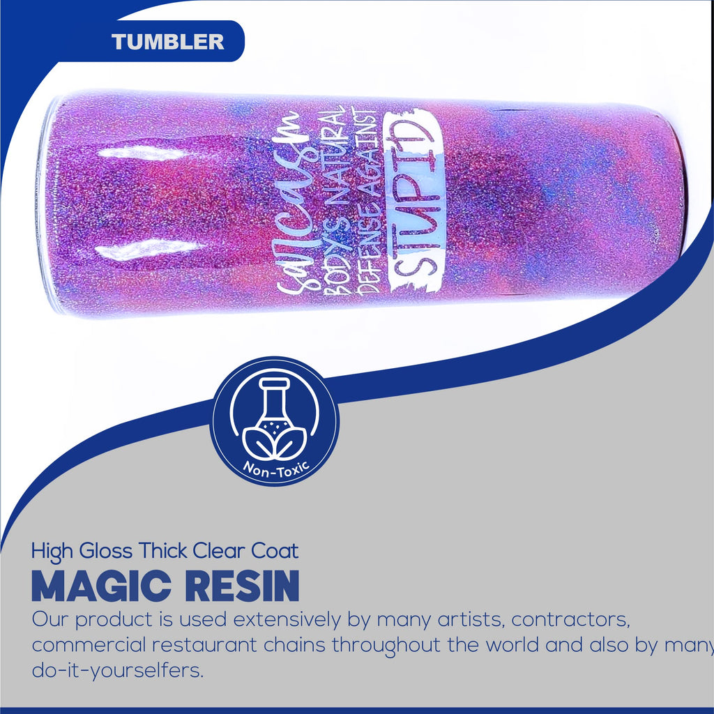 Magic Resin | Epoxy Resin for Table Tops & Coatings | 32 oz (946 mL) | Premium Quality | High Gloss Thick Clear Coat | Table Tops, Bar Tops, Countertops, Artworks, Seal Coats etc.
