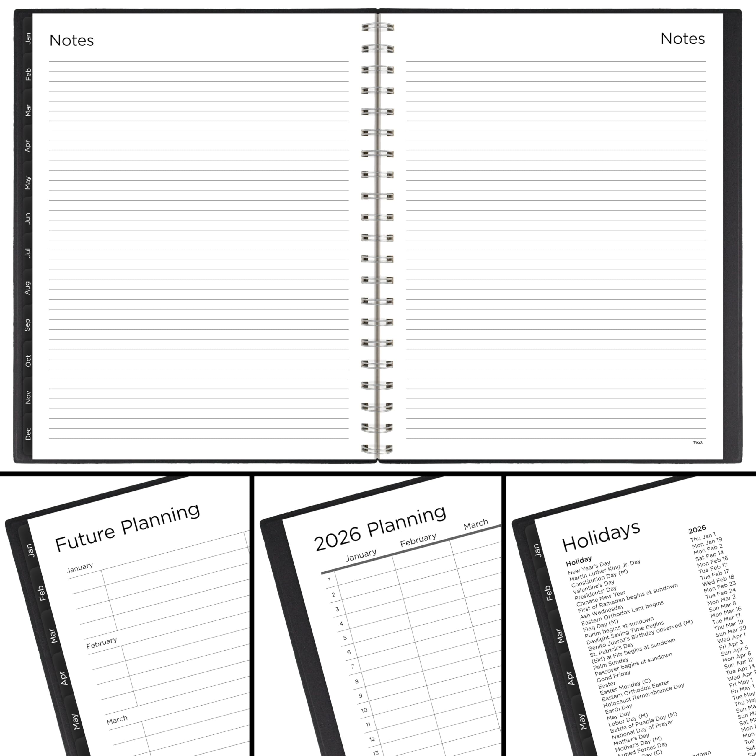 Mead 2026 Planner, Weekly & Monthly, 15-Month, 8-1/2" x 11", Large, Basic, Black (CRW6200526)