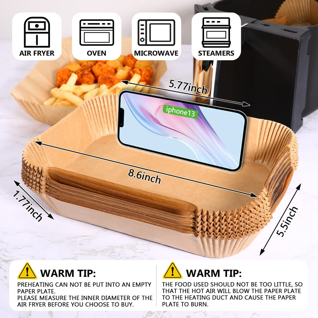 Ninja Dual Air Fryer Liners - 260 Disposable Parchment Paper Liners, 8.6''*5.5'', Rectangle, with Cook Times