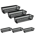 Chris.W 6 Pack Silverware Organizer for Kitchen Drawer, Metal Mesh Tray with Interlocking Arm Connection, Flatware Organizer Bin, Cutlery Tray, Black Wire Office Desktop Organizer Basket (S)