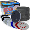 5 Inch Wet Dry Sanding Discs 8 Hole Round Hook and Loop Sandpaper with 1Pcs Interface Pad 1000 2000 3000 5000 7000 10000 Assortment Set Orbital Sander Sand Paper for Wood Automotive Metal-61Pcs