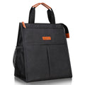 Lacdo Lunch Bag for Women Men Insulated Lunch Tote Bags Waterproof Reusable Lunch Box Soft Cooler with Pockets for Work School Travel Picnic, Black