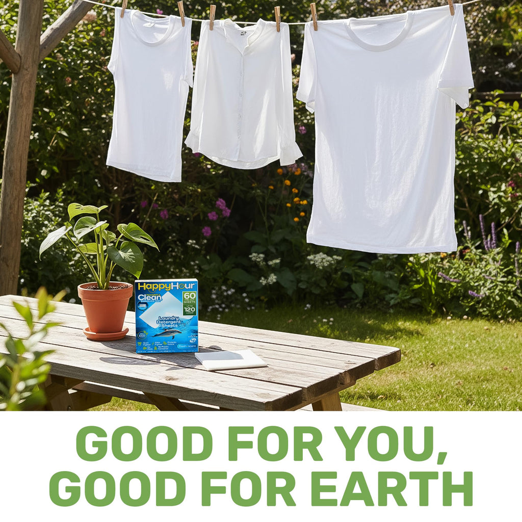 HAPPY HOUR Laundry Detergent Sheets Value Pack with up to 120 Loads, Non Toxic Laundry Sheets Detergent Soap for Sensitive Skin, Recyclable Eco Friendly, Perfect for Travel - Fresh Scent