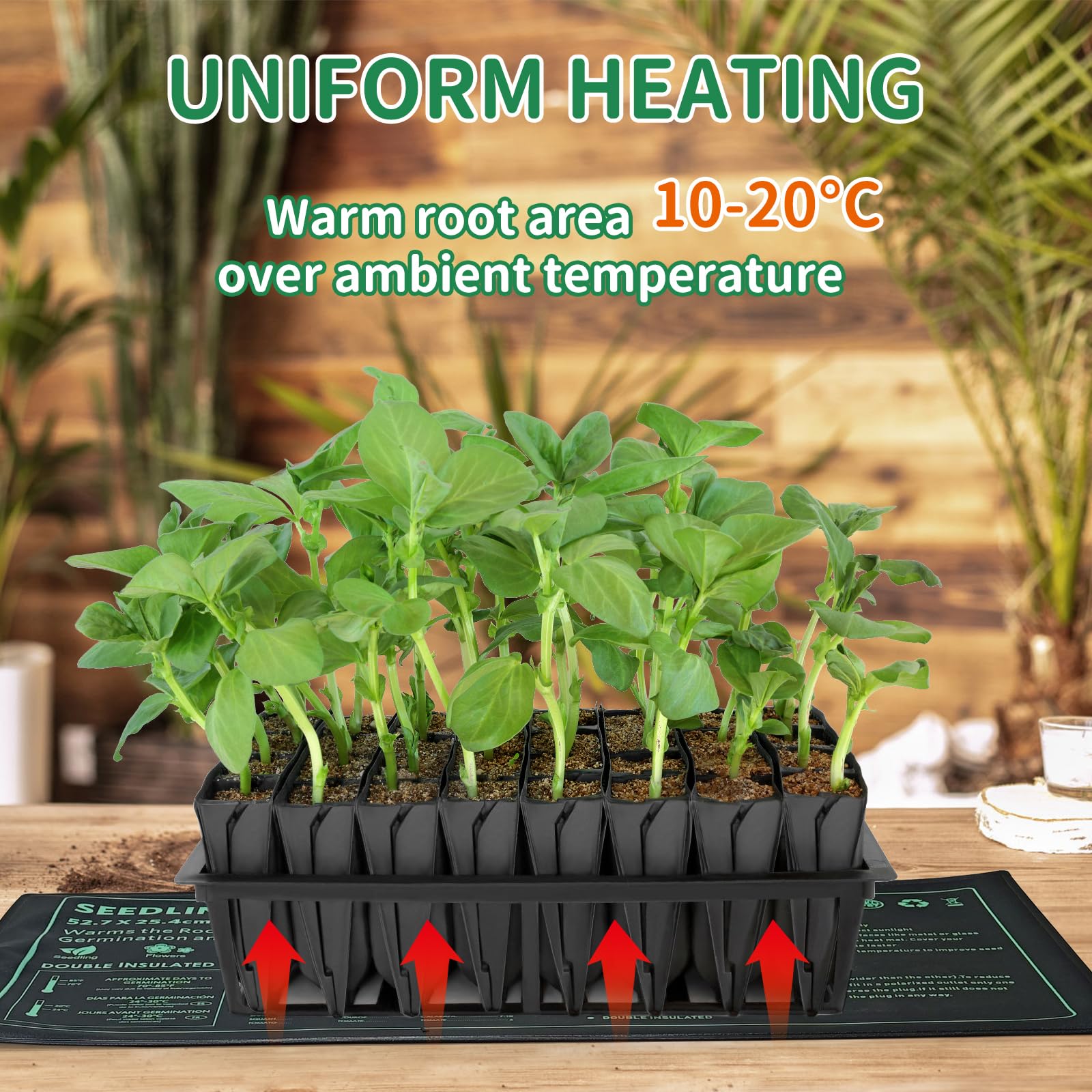 PETZOOKA Seedling Heat Mat 2 Pack 10"x 20.75" Durable Waterproof Plant Heating Pad for Germination, Indoor Gardening, Greenhouse