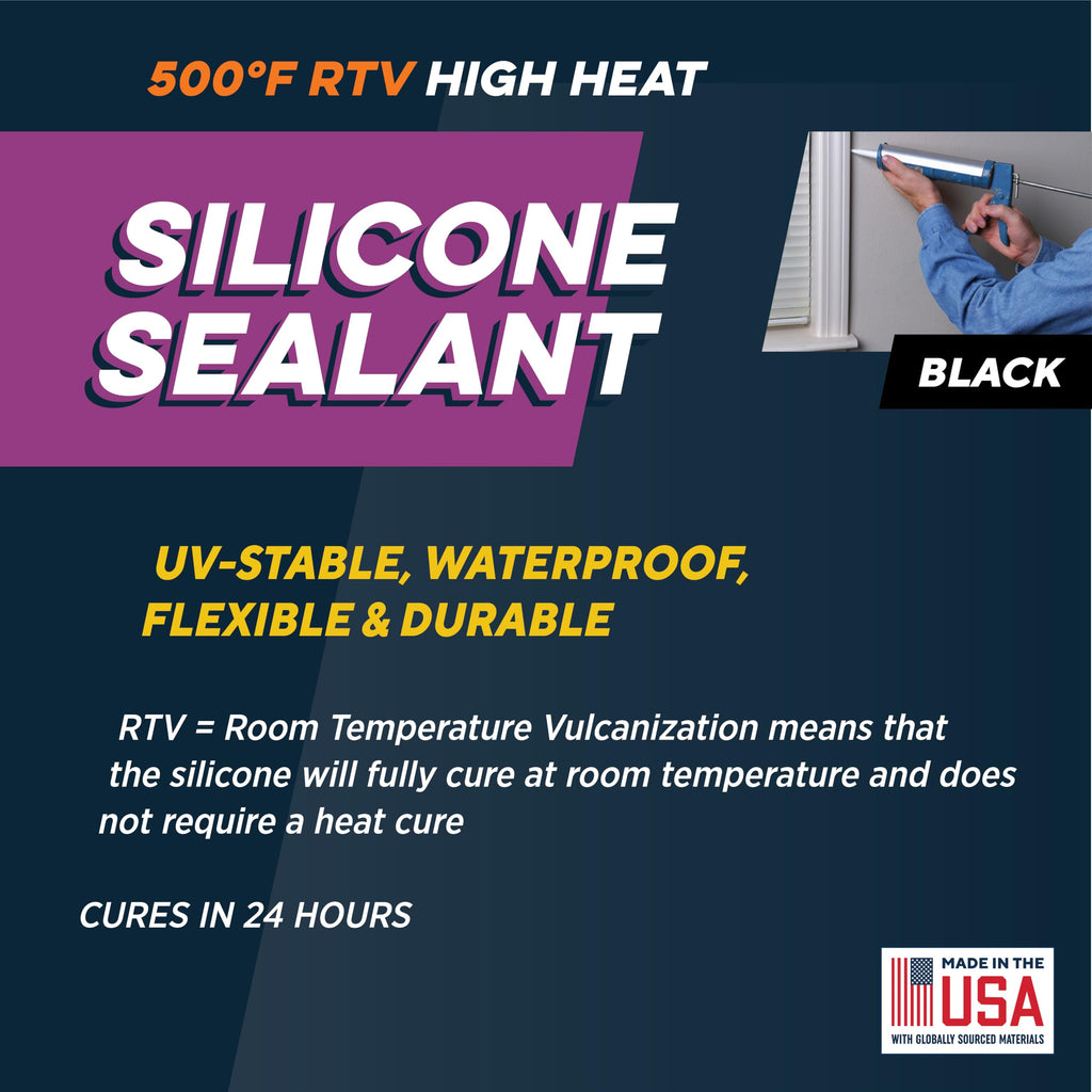 Rutland 500°RTV High Heat Silicone (Black) 2.7 Ounce Tube