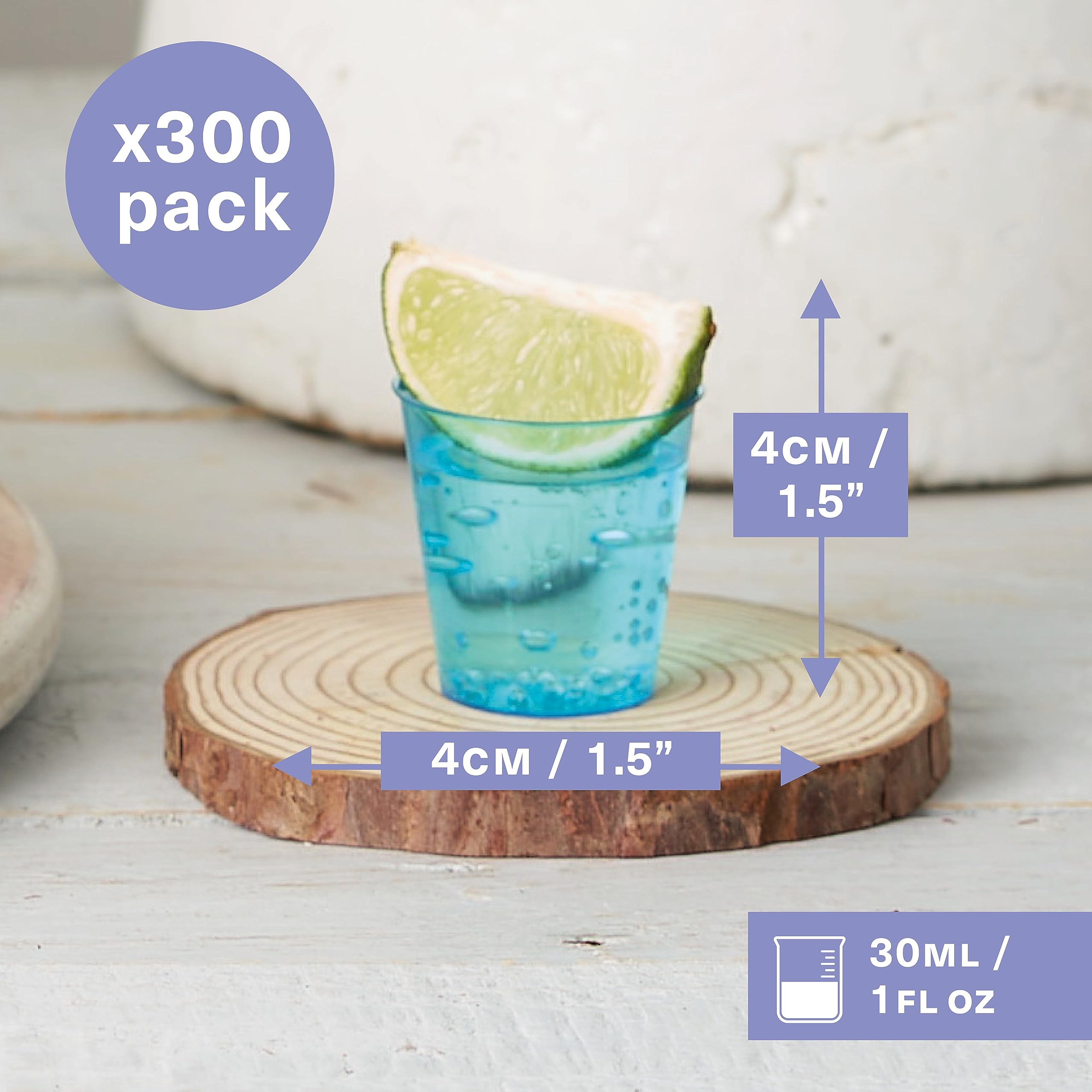 MATANA 300 Plastic Shot Glasses, Neon (30ml / 1oz) - Reusable - Shot Glasses Plastic, Shot Glass, Jelly Shots, Sample Tasting Cups - Shot Cups for Parties, Birthdays, Weddings, Stag, Hen Parties