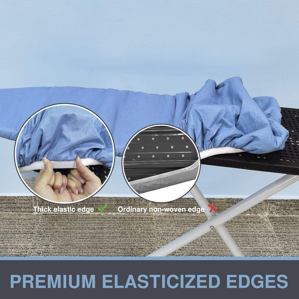 VividPaw Ironing Board Cover and Pad, Standard Size 15x54, Thick Padding, Elastic Edge, Silicone Coated, Resist Scorching and Staining, Adjustable Fastener, Heavy Duty Padded Iron Board Covers (Blue)