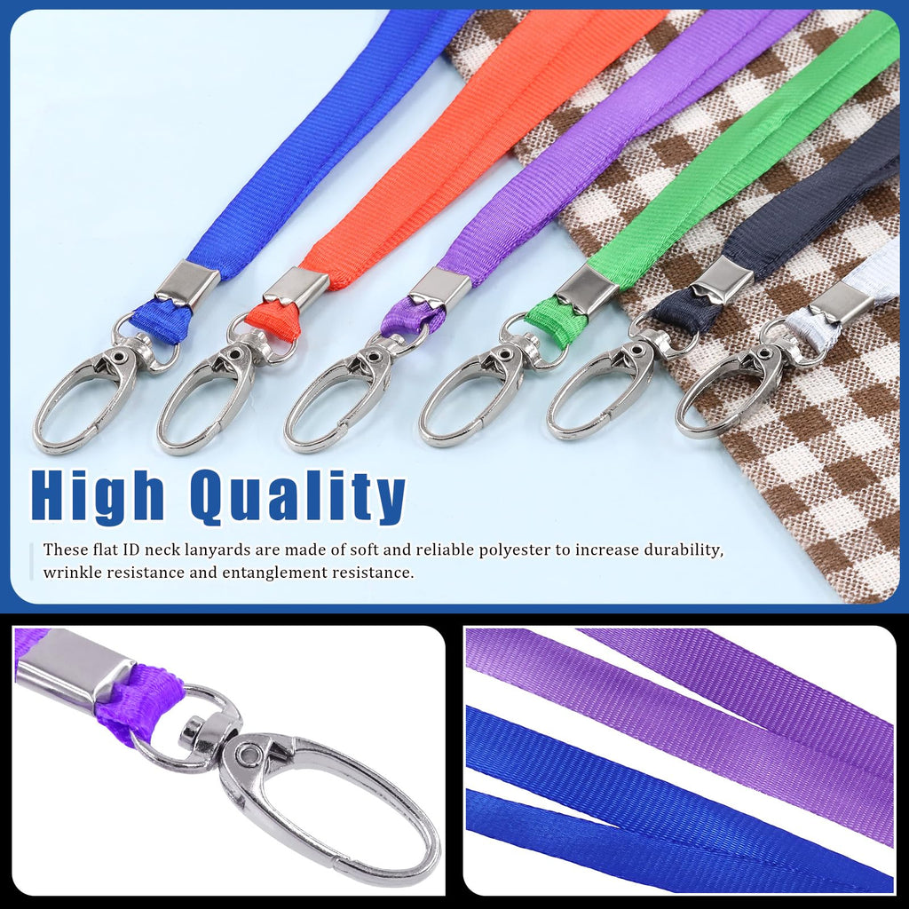 Glarks 50Pcs Lanyards Bulk Black Lanyard Flat Nylon Clip Swivel Hooks ID Badges Lanyard with Clip for Office ID Badges Key Chains