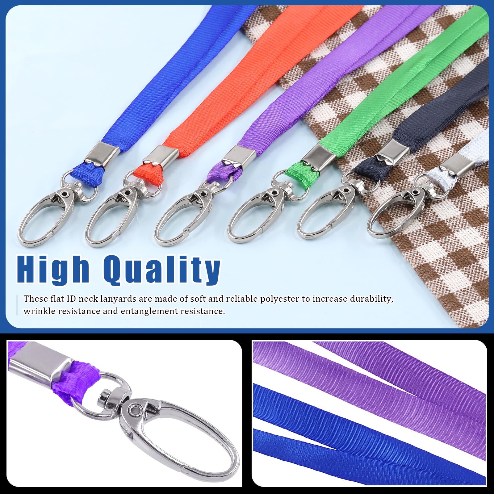Glarks 50Pcs Lanyards Bulk Black Lanyard Flat Nylon Clip Swivel Hooks ID Badges Lanyard with Clip for Office ID Badges Key Chains