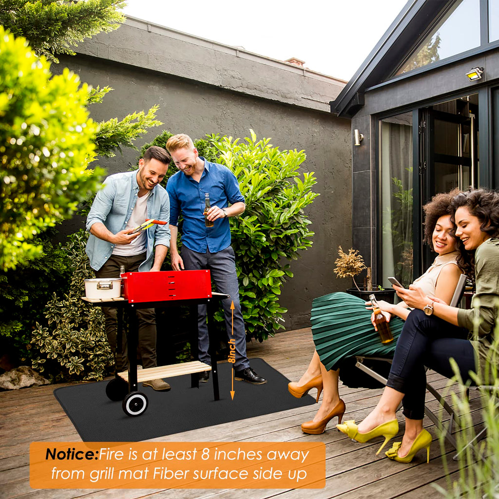 Fire Pit Mat, 36 x 48 inches Under Grill Deck Patio Protect Pad, 3 Layers Heat Resistant Grill Mat, Fire Pit Pad for Patio Grass BBQ, Oil-Proof Waterproof Protector