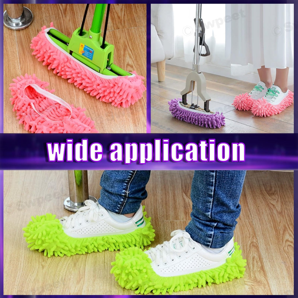 Swpeet 10Pcs/5 Pairs Mop Slippers Shoes, 5 Colors 8'' Multi Function Washable Reusable Dust Duster Soft Microfiber Cleaning House Mop Slippers Floor Cleaning Tool Shoes Cover for House Kitchen Office