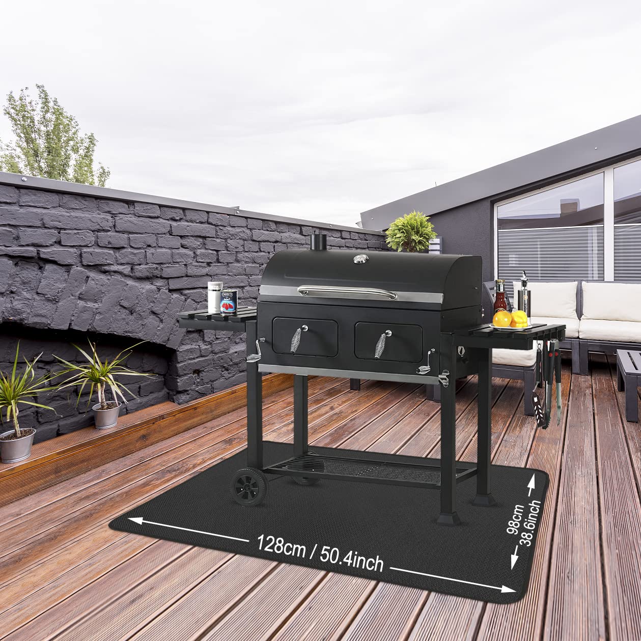 Fire Pit Mat, 36 x 48 inches Under Grill Deck Patio Protect Pad, 3 Layers Heat Resistant Grill Mat, Fire Pit Pad for Patio Grass BBQ, Oil-Proof Waterproof Protector