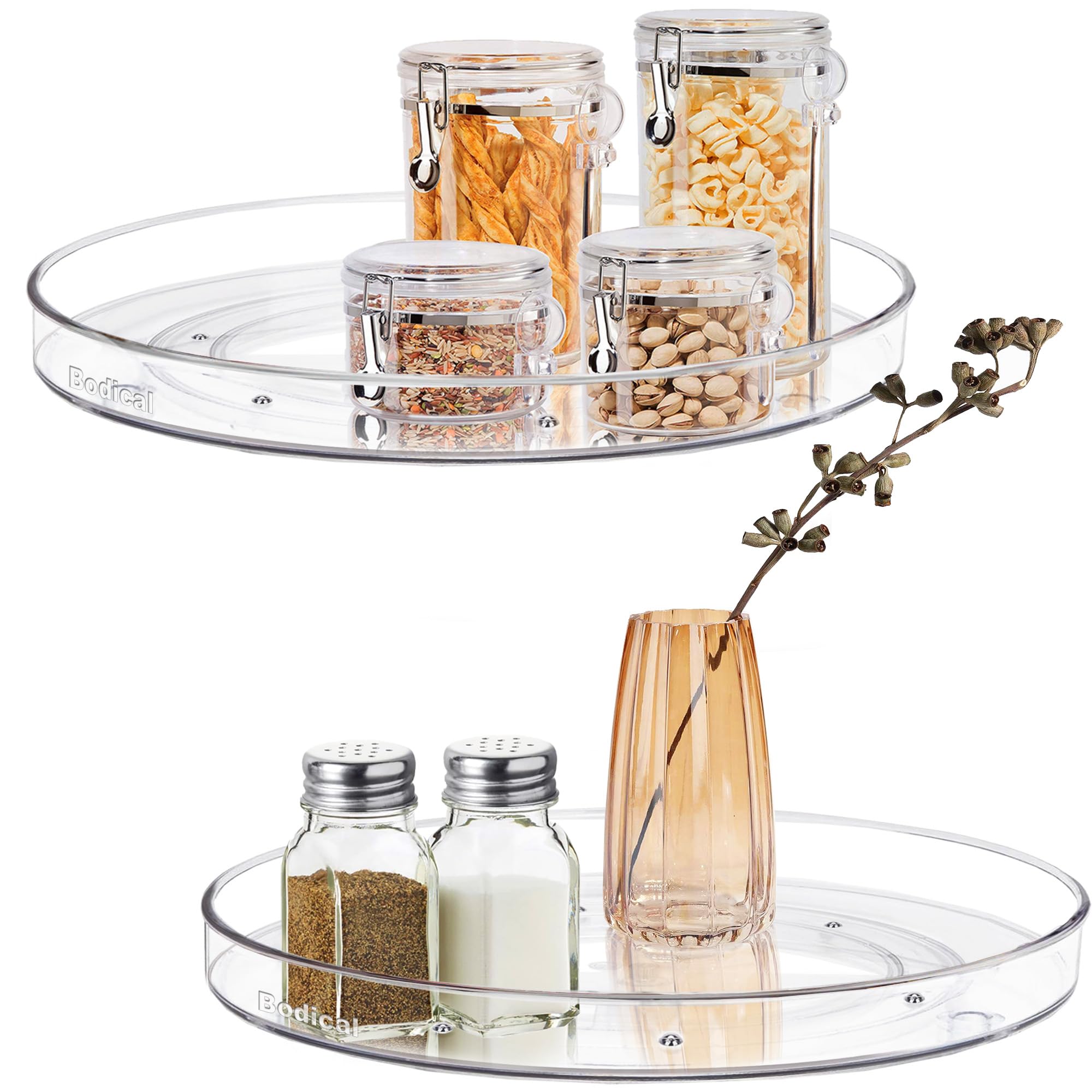 2 Pack Lazy Susan Turntable Cabinet Organizer, 10.6" Clear Plastic Lazy Susan Organizer for Countertop,Table, Fridge Pantry Organizers and Storage