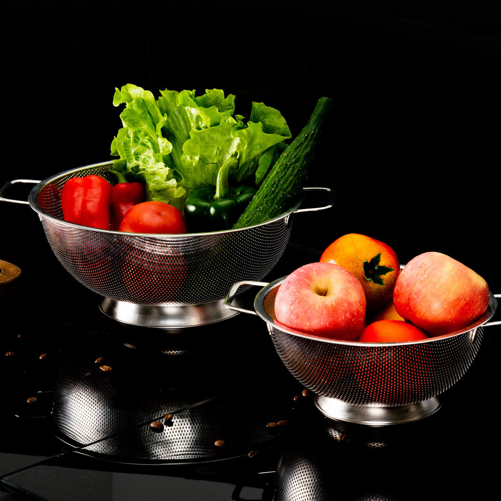 Colander Stainless Steel 3-Quart, Strainer for Kitchen Food, Dishwasher Safe
