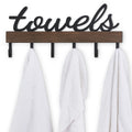 Dahey Small Towel Rack with 6 Hooks, Towel Holder Wall Mount Bathroom Organizer Rustic Farmhouse Home Decor Hanger Storage Hooks for Towel, Robe, Bag, 15" L X 6.7" H, Brown