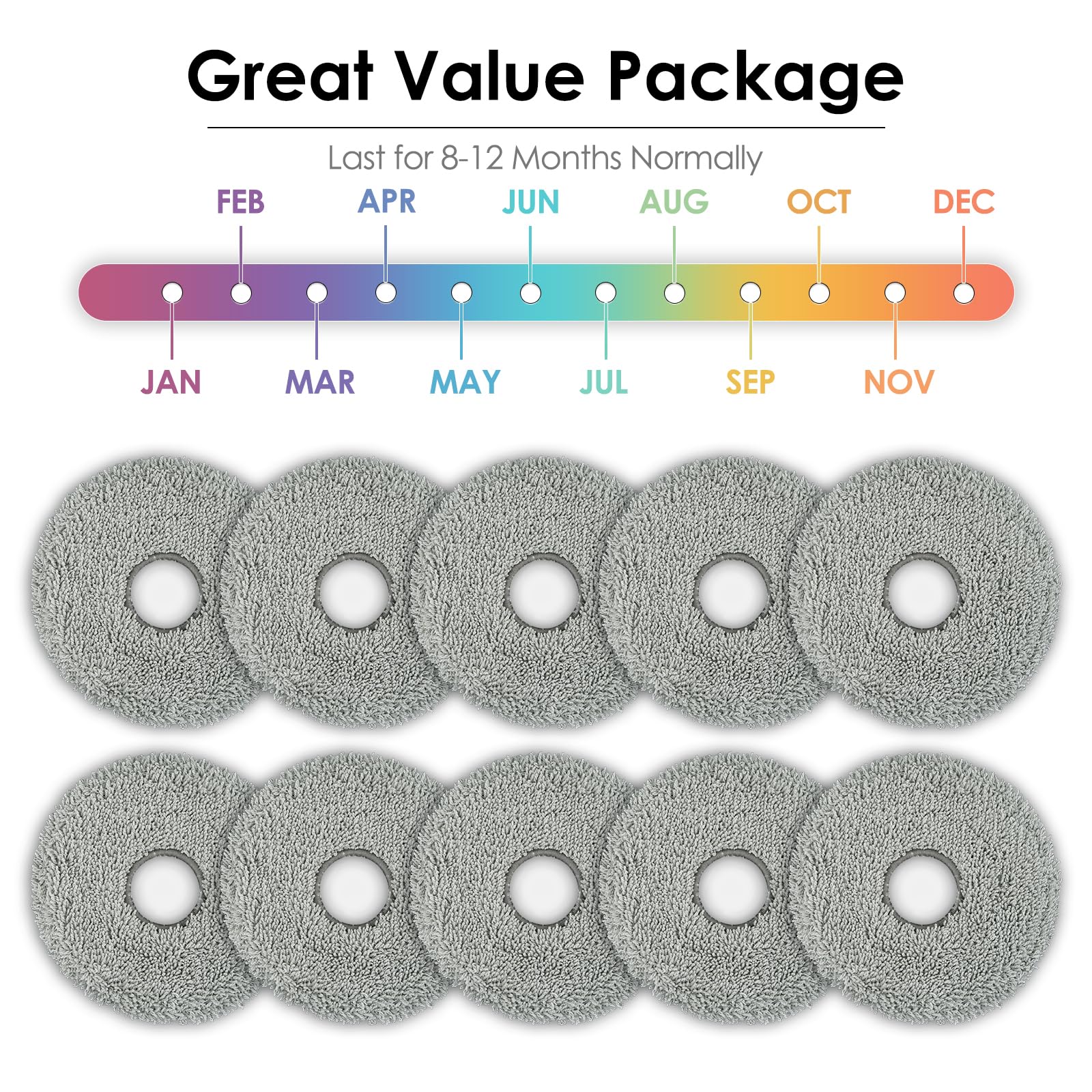 (10 Pack) X50 Ultra Replacement Mop Pads for Dreame X50 Ultra/Master, X30/ X40 Ultra, L10s Ultra, L10s Pro Gen 2/ Pro Ultra/Plus, L40s/ L50 Pro Ultra, L40 Ultra Robot Vacuum, Washable Mop Pad Cloths