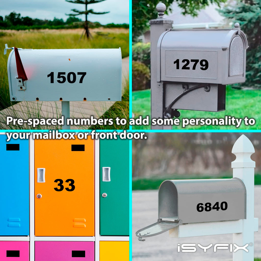 iSYFIX Black Vinyl Numbers Stickers – 3 Inch Self Adhesive (2 Sets)- Premium Decal Die Cut and Pre-Spaced for Mailbox, Signs, Window, Door, Cars, Trucks, Homes, Businesses, Address, Indoor or Outdoor