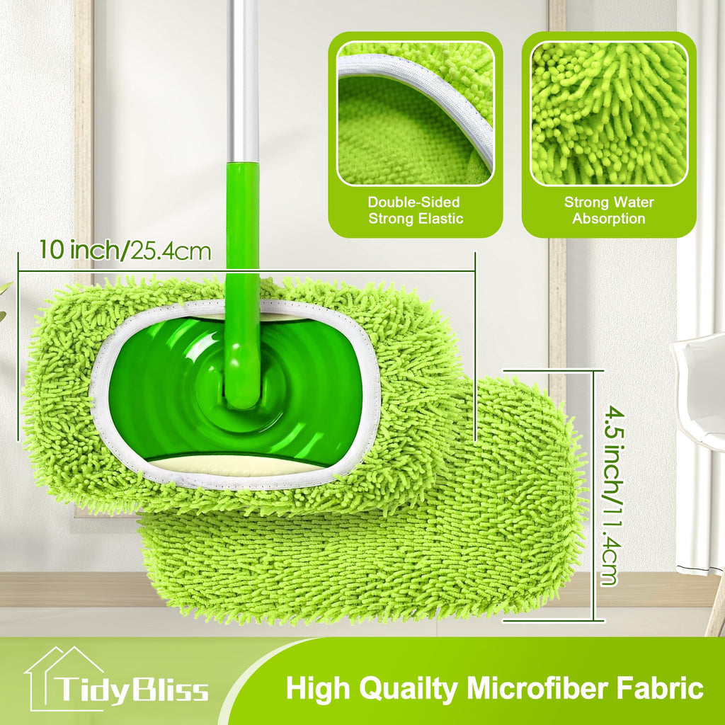 TidyBliss Reusable Microfiber Mop Pads 4 Pack Dry Sweeping Cloths & Wet Mopping Cloths Compatible with Swiiffer Sweeper
