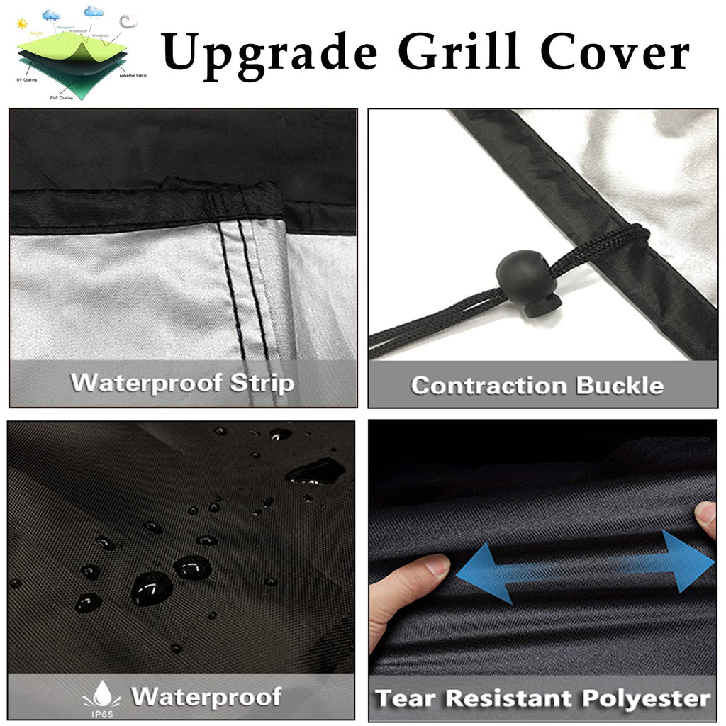 Grill Cover, BBQ Cover 58 inch,Waterproof BBQ Grill Cover,UV Resistant Gas Grill Cover,Durable and Convenient,Rip Resistant,Black Barbecue Grill Covers,Fits Grills of Weber,Brinkmann,Char-Broil etc (58 Inch)