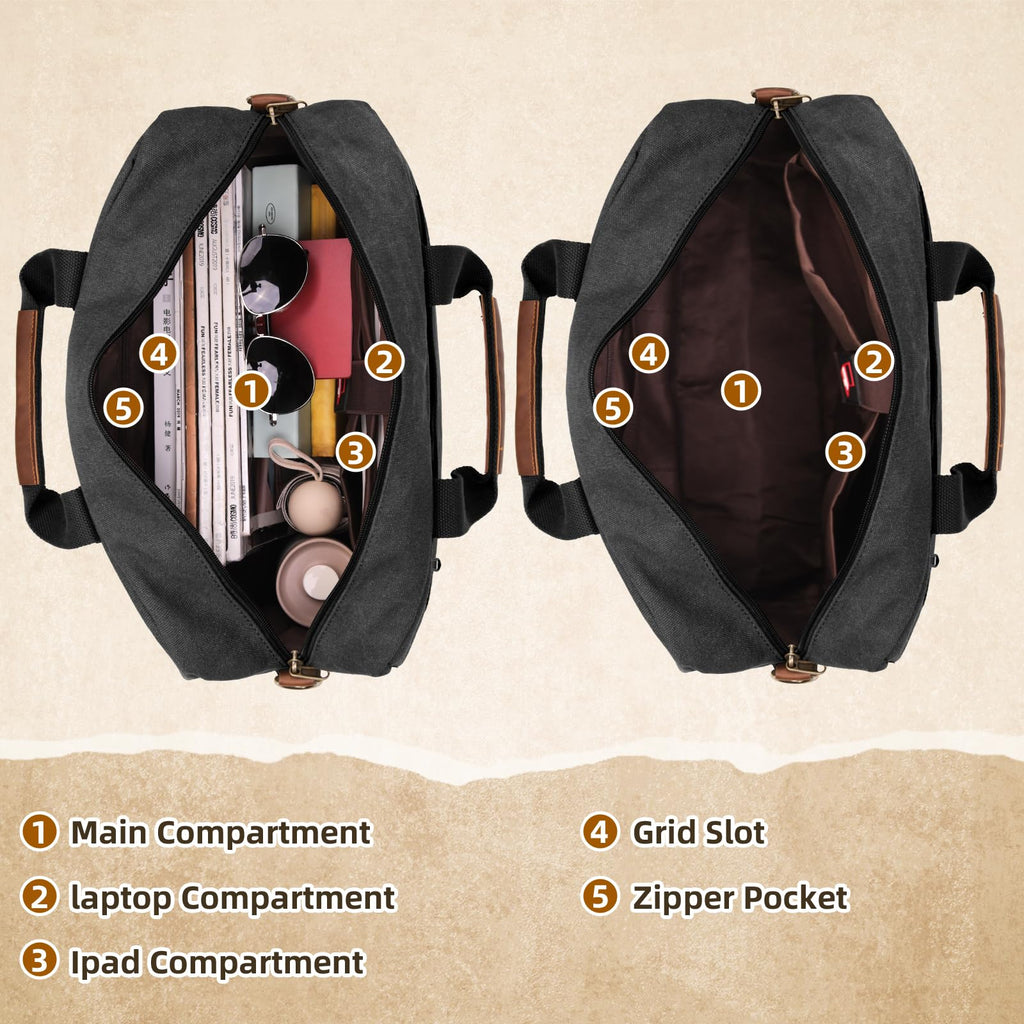 Lubardy Messenger Bag for Men, 15.6 Inch Laptop Bag Computer Office Laptop Bag for Men, Waterproof Work Bags Canvas Messenger Laptop Briefcase Satchel for Business College Travel, Black