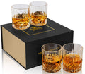 KANARS Whiskey Glasses Set of 4 - 300ml Old Fashioned Cocktail Glass - Premium Crystal Tumblers for Scotch, Whisky, Bourbon, Rum and Vodka - Unique Gift for Father's Day