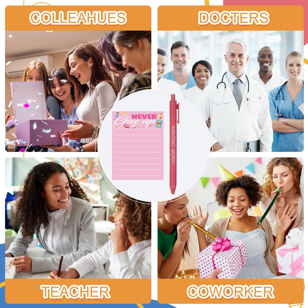24 Sets Employee Appreciation Gifts Bulk Inspirational Pens Motivational Sticky Notepads Thank You Ballpoint Pen Positive Sticky Notes Post Note Thank You Gifts for Coworker Teacher Nurse Staff Team